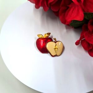 Perfect Teacher Gift Cute Red Apple Vintage Brooch